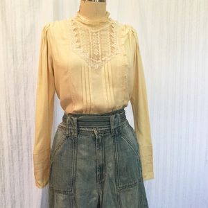 Vintage 70’s Victorian Style Lace Button Blouse